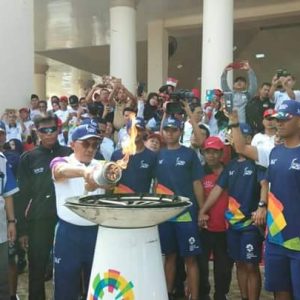Ribuan Warga Ogan Ilir Antusias Sambut Obor Api Asian Games