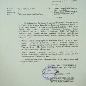 Dishub Sumsel Izinkan Truk Batubara Lintasi Jalan Umum