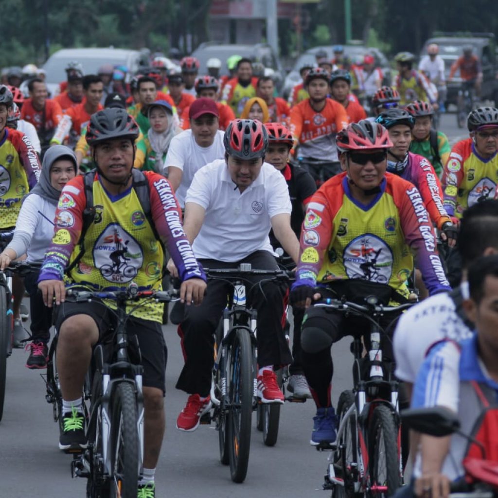 Sambut HUT Bhayangkara ke-73 Polres Muba Gelar Funbike, Gerak Jalan dan Senam Bersama