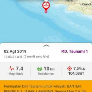 Gempa Guncang Banten Dengan Magnitudo 7,4, 18 Wilyah Potensi Tsunami