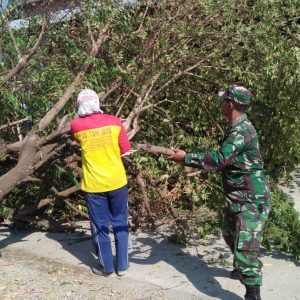Peduli Lingkungan, Satgas TMMD Bantu Warga Bersih-Bersih Lingkungan