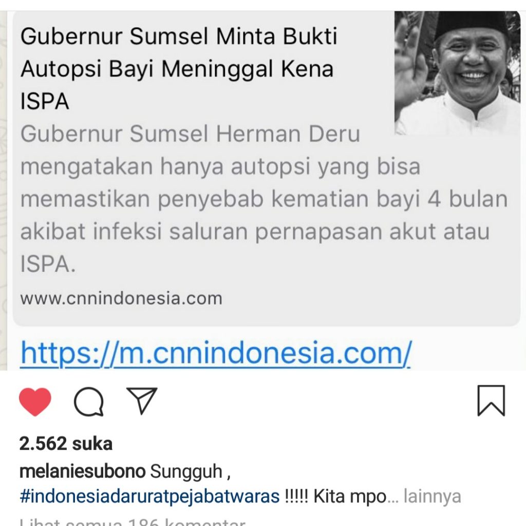 Tanggapi Statement Gubernur Sumsel, Melanie Subono Bikin Hastag #IndonesiaDaruratPejabatWaras