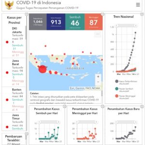Indonesia Tembus 1.046 Positif Corona, 46 Sembuh, dan 87 Meninggal