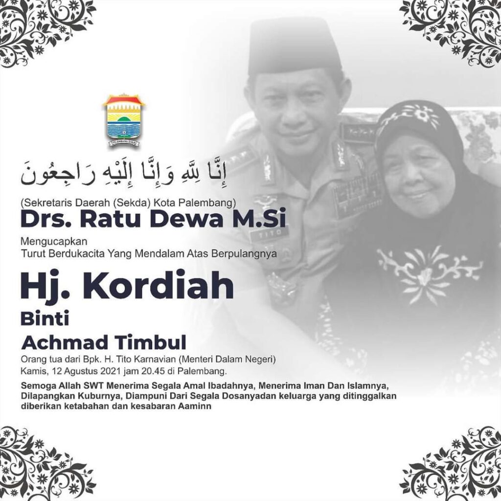 Ibunda Mendagri Tito Karnavian Meninggal Dunia