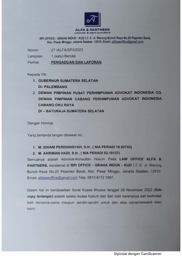 Temui Warga Untuk Pembebasan Lahan Tanpa Libatkan Kuasa Hukum, Kadis PUPR OKU Timur Dilaporkan