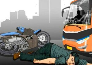 Satu Unit Motor Terlibat Lakalantas Dengan Fuso, Satu Pengendara Meninggal Di Tempat