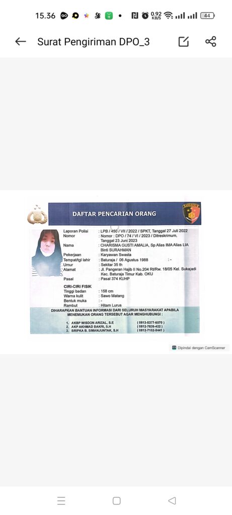 Gelapkan Uang Perusahaan Hingga Rp 215 Juta, Karyawati PT WIT Dicari Polisi