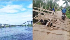 Dua Jembatan Di OKI Ambruk, Warga Kesulitan Melintas
