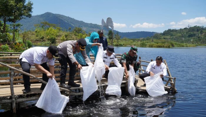 Danau Deduhuk Semakin Produktif, Bupati Muara Enim Tebar 5.000 Benih Ikan Nila