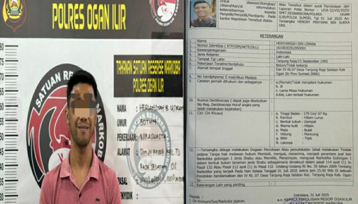 DPO Kasus Narkoba Asal Ogan Ilir Ditangkap di Batam Setelah Tiga Bulan Buron