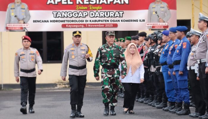 Polres OKI Gelar Apel Kesiapsiagaan Tanggap Darurat Bencana Hidrometeorologi