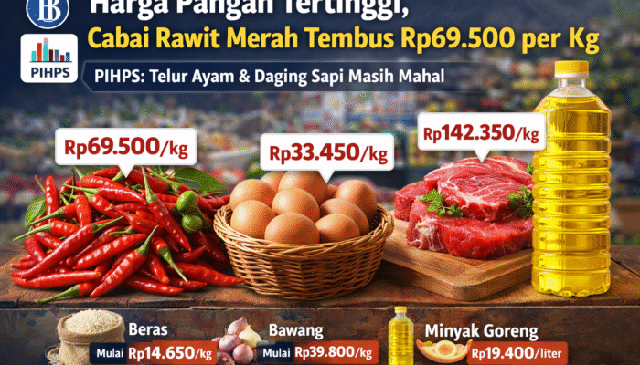 Harga Pangan Nasional Terbaru, Cabai Rawit Merah Nyaris Rp70 Ribu per Kg
