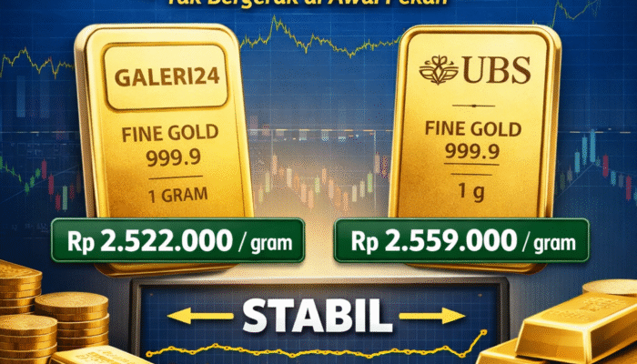 Emas Masih Anteng! Harga Galeri24 dan UBS Stabil di Pegadaian