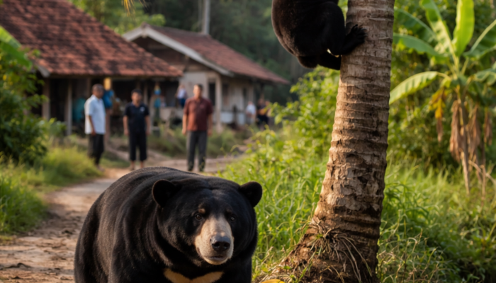 Beruang Liar Berkeliaran Dekat Permukiman, Warga Desa Padang Lahat Cemas